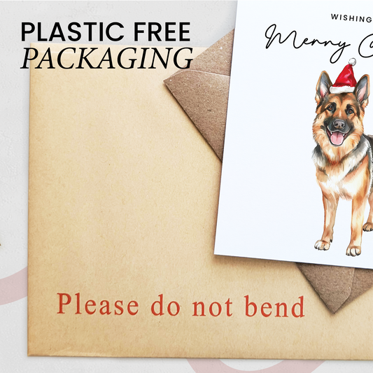 German Shepherd Dog Christmas Card – Cute Dog Lover Christmas Card – Eco Friendly “Merry Christmas” Card – German Shepherd Holiday Card
