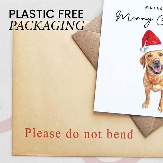Yellow Labrador Dog Christmas Card – Cute Dog Lover Christmas Card – Eco Friendly “Merry Christmas” Card – Yellow Labrador Holiday Card